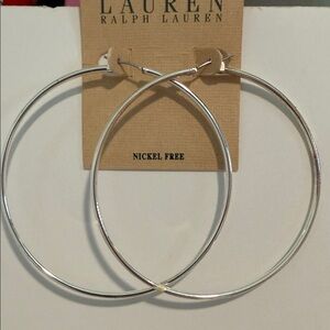 Lauren Ralph Lauren Shiny Silver Hoop Earrings